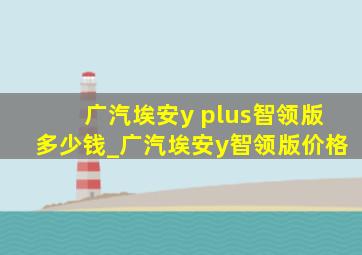 广汽埃安y plus智领版多少钱_广汽埃安y智领版价格